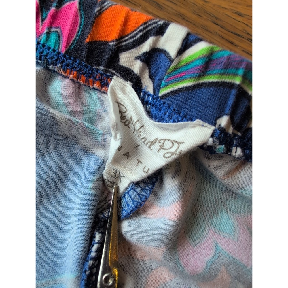 Bed Head Trina Turk PJ Set Blue Floral Womens 2X Short Sleeve Top 3X Crop Pants - Picture 6 of 9